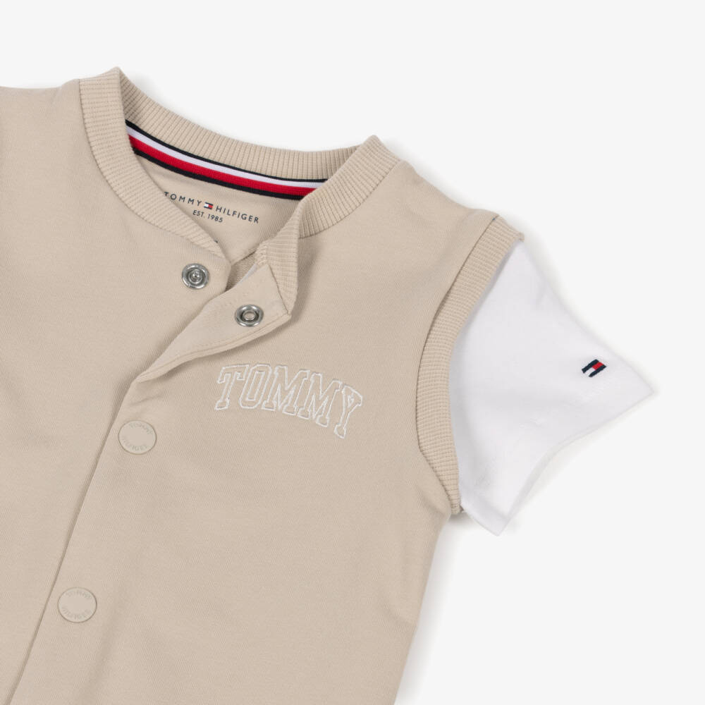 Tommy Hilfiger-Baby Boys Beige Cotton Jersey Shortie | Childrensalon