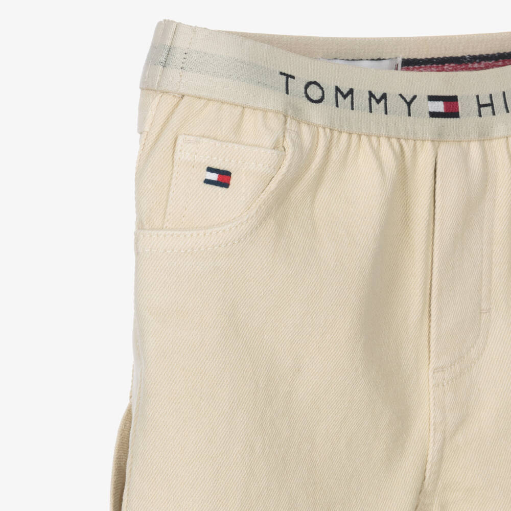 Tommy Hilfiger-Baby Boys Beige Jeans with Elasticated Logo Waistband | Childrensalon