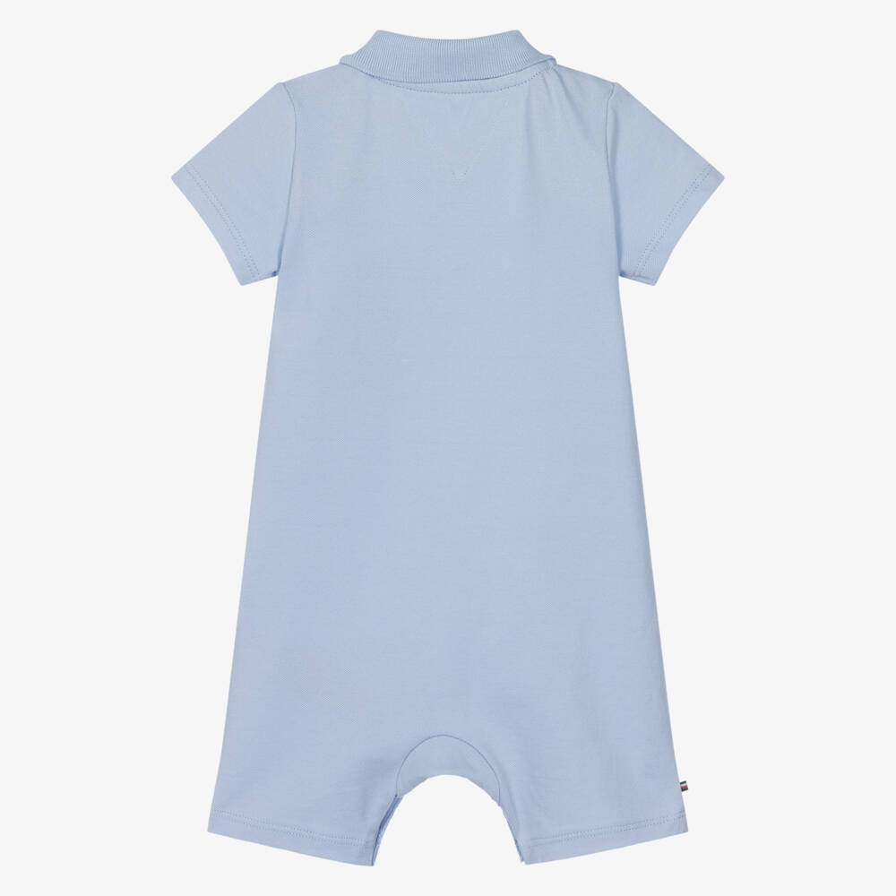 Tommy Hilfiger-Baby Boys Blue Cotton Piqué Polo Shortie | Childrensalon