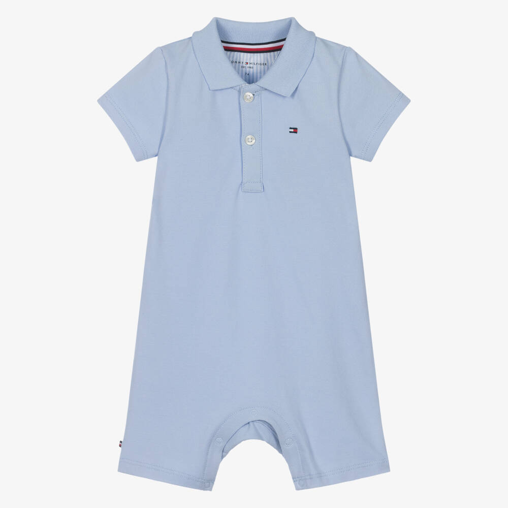 Tommy Hilfiger-Baby Boys Blue Cotton Piqué Polo Shortie | Childrensalon