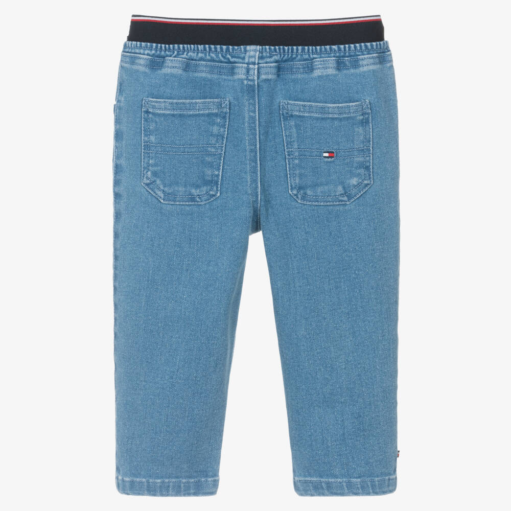 Tommy Hilfiger-Baby Boys Blue Denim Jeans with Elasticated Waist | Childrensalon