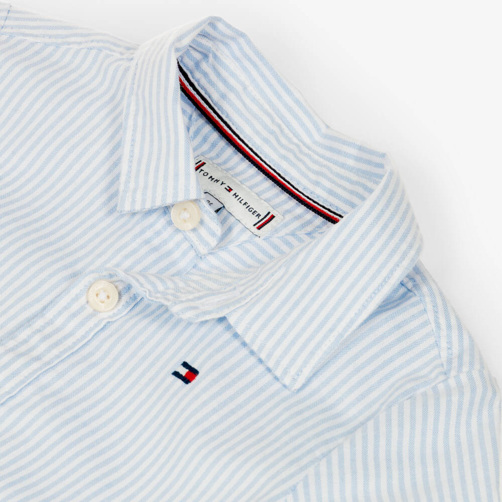 Tommy Hilfiger-Baby Boys Blue Striped Cotton Shorts Set | Childrensalon