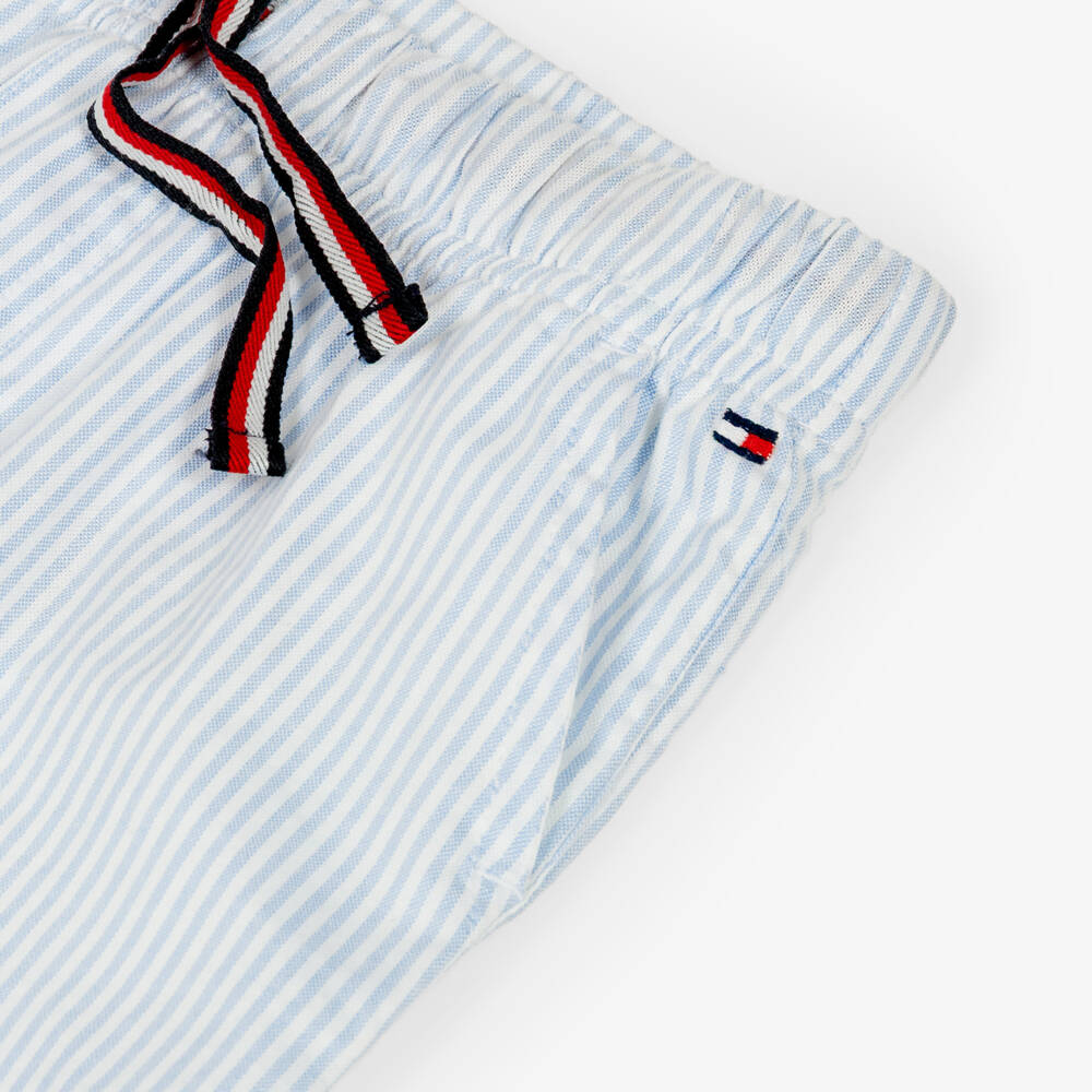 Tommy Hilfiger-Baby Boys Blue Striped Cotton Shorts Set | Childrensalon