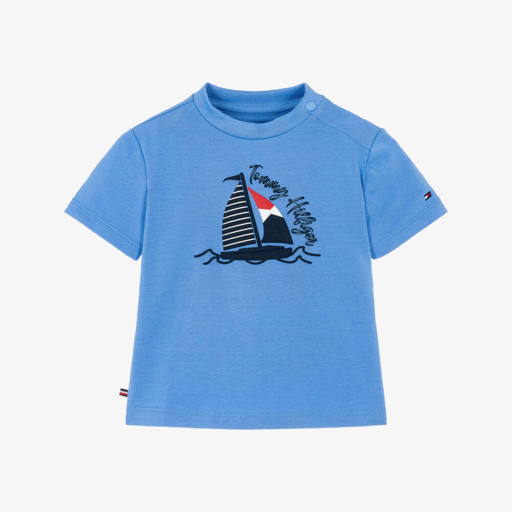 Tommy Hilfiger-Baby Boys Cobalt Blue Sailing Boat T-Shirt | Childrensalon
