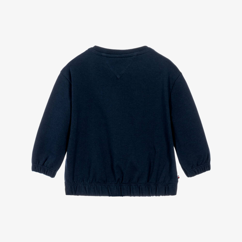 Tommy Hilfiger-Baby Boys Dark Blue Sweatshirt with Elasticated Hem | Childrensalon