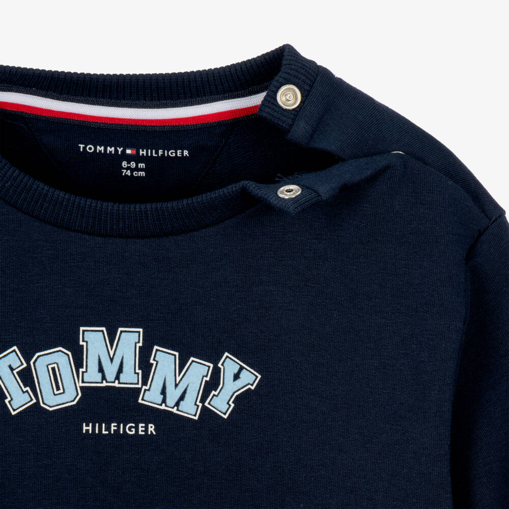 Tommy Hilfiger-Baby Boys Dark Blue Sweatshirt with Elasticated Hem | Childrensalon