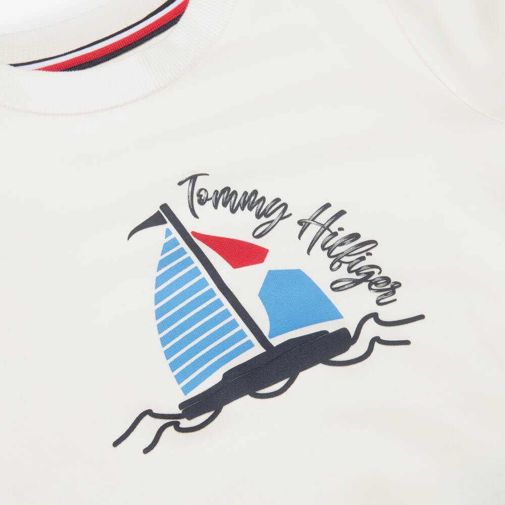 Tommy Hilfiger-Baby Boys Ivory & Blue Ribbed Leggings Set | Childrensalon