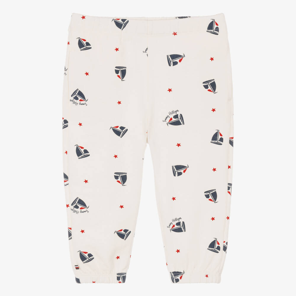 Tommy Hilfiger-Baby Boys Ivory Cotton Sailing Boat Joggers | Childrensalon