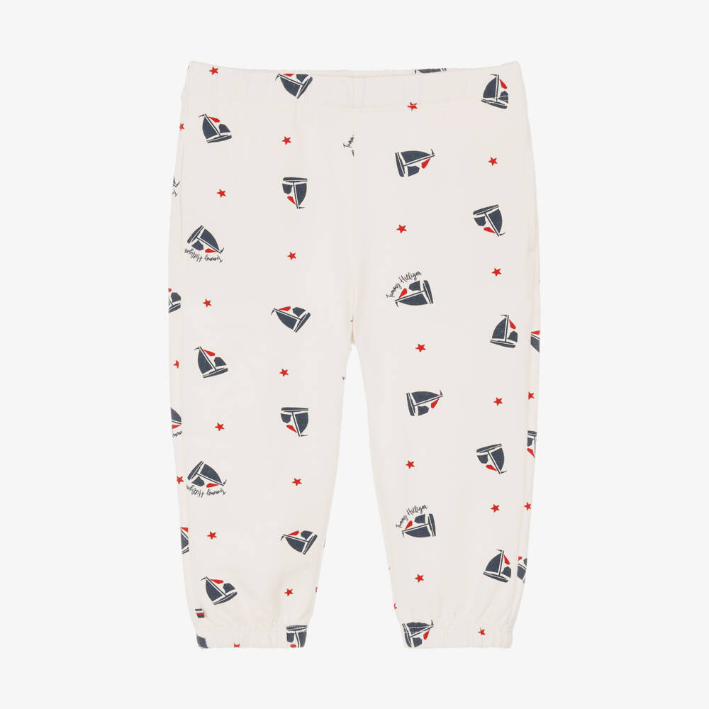 Tommy Hilfiger-Baby Boys Ivory Cotton Sailing Boat Joggers | Childrensalon
