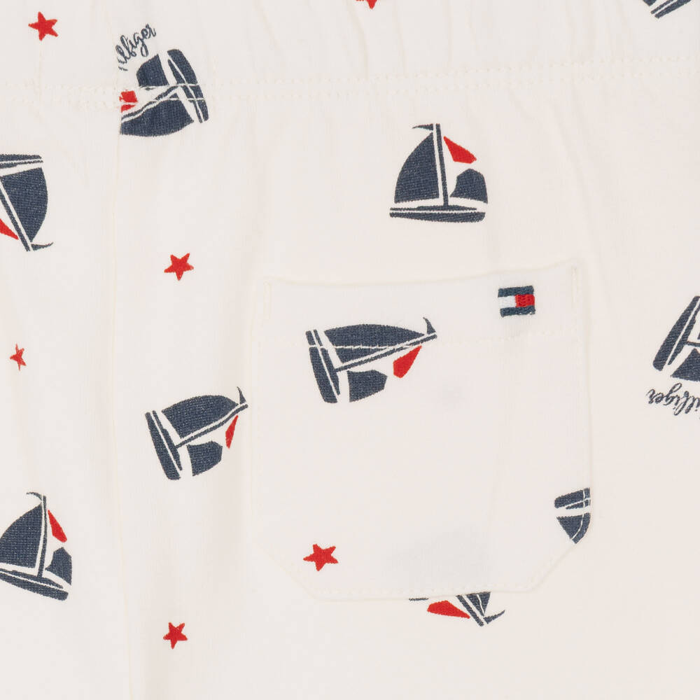 Tommy Hilfiger-Baby Boys Ivory Cotton Sailing Boat Joggers | Childrensalon