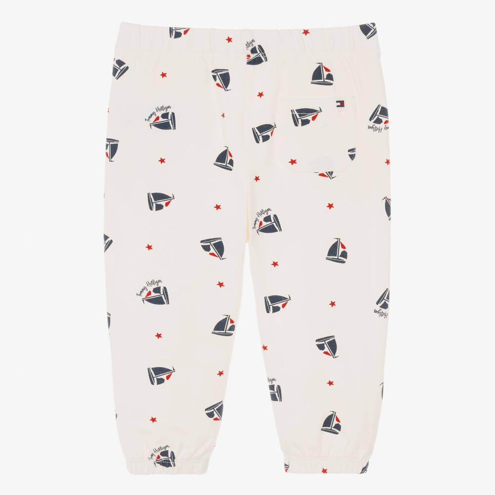 Tommy Hilfiger-Baby Boys Ivory Cotton Sailing Boat Joggers | Childrensalon