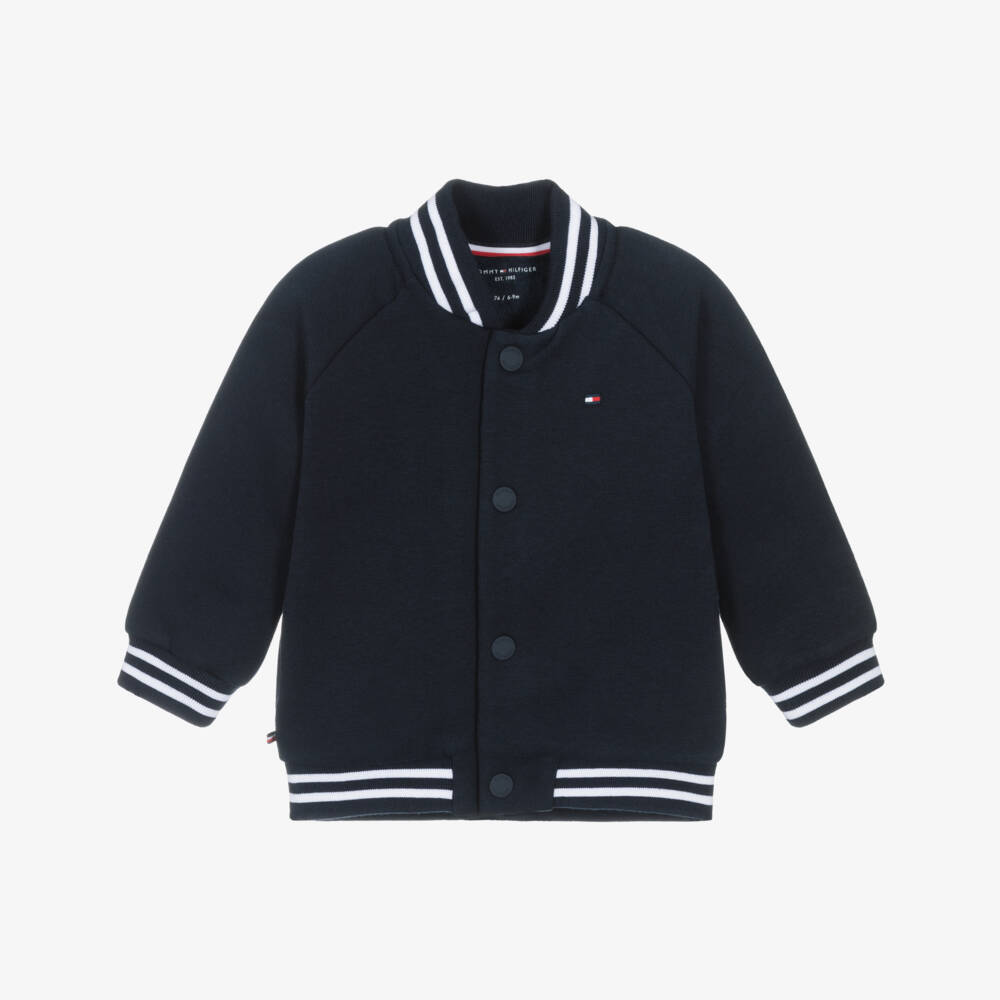 Tommy Hilfiger-Baby Boys Navy Blue Cotton Bomber Jacket | Childrensalon