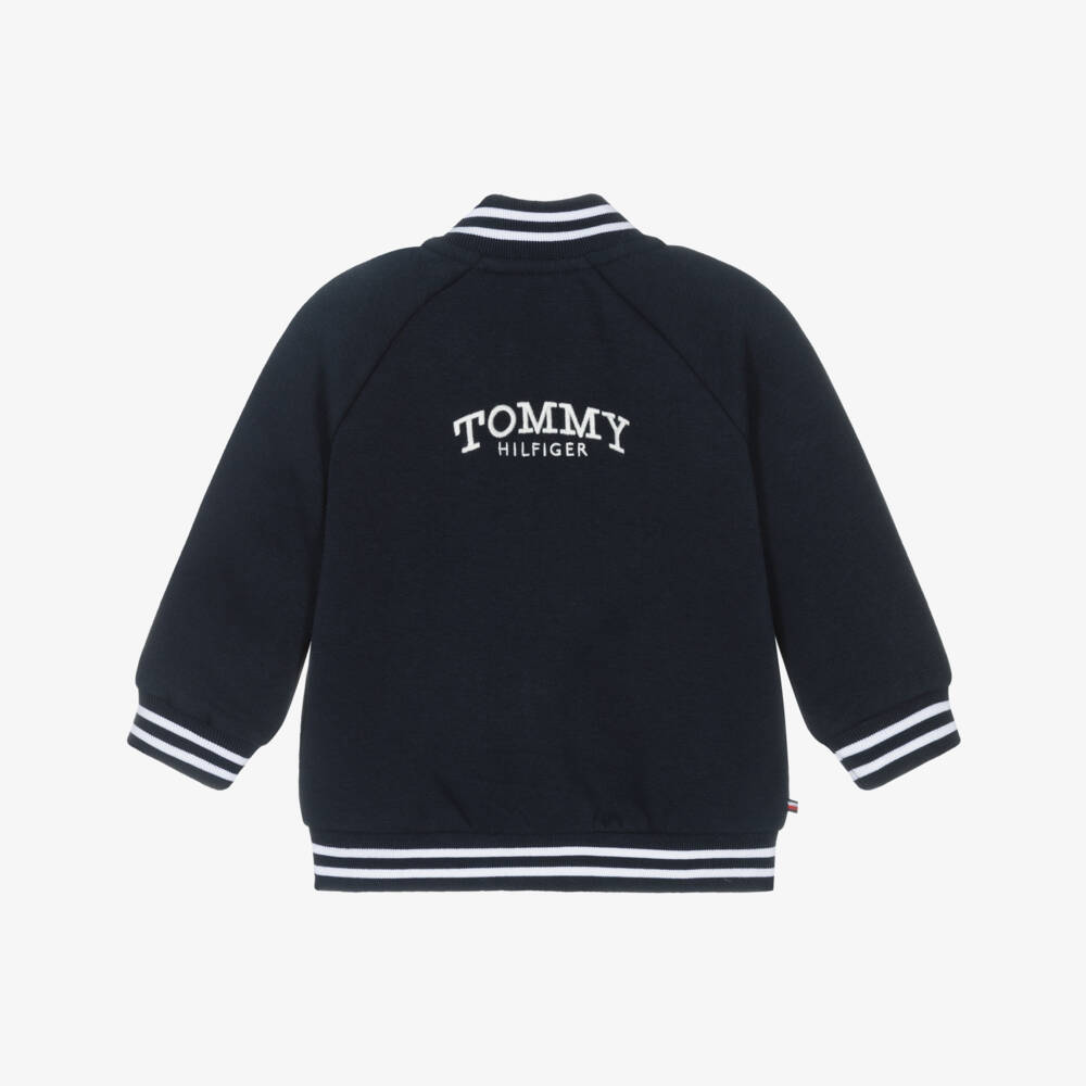 Tommy Hilfiger-Baby Boys Navy Blue Cotton Bomber Jacket | Childrensalon