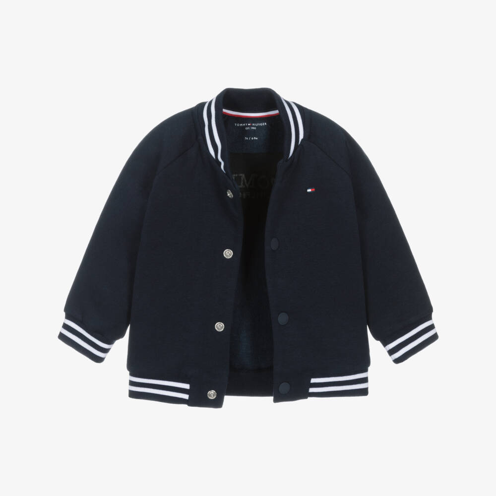 Tommy Hilfiger-Baby Boys Navy Blue Cotton Bomber Jacket | Childrensalon