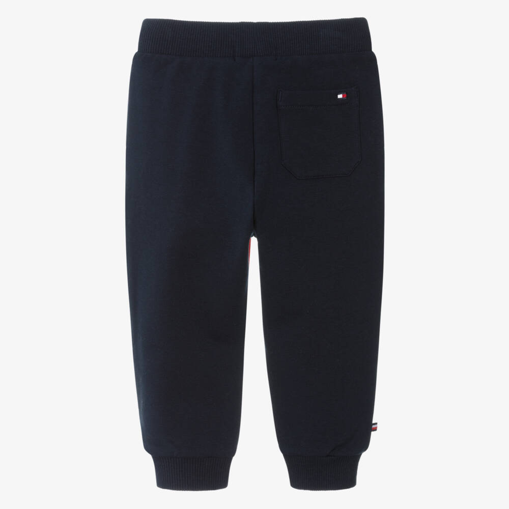 Tommy Hilfiger-Baby Boys Navy Blue Cotton Colourblock Joggers | Childrensalon