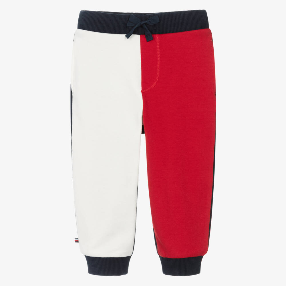 Tommy Hilfiger-Baby Boys Navy Blue Cotton Colourblock Joggers | Childrensalon