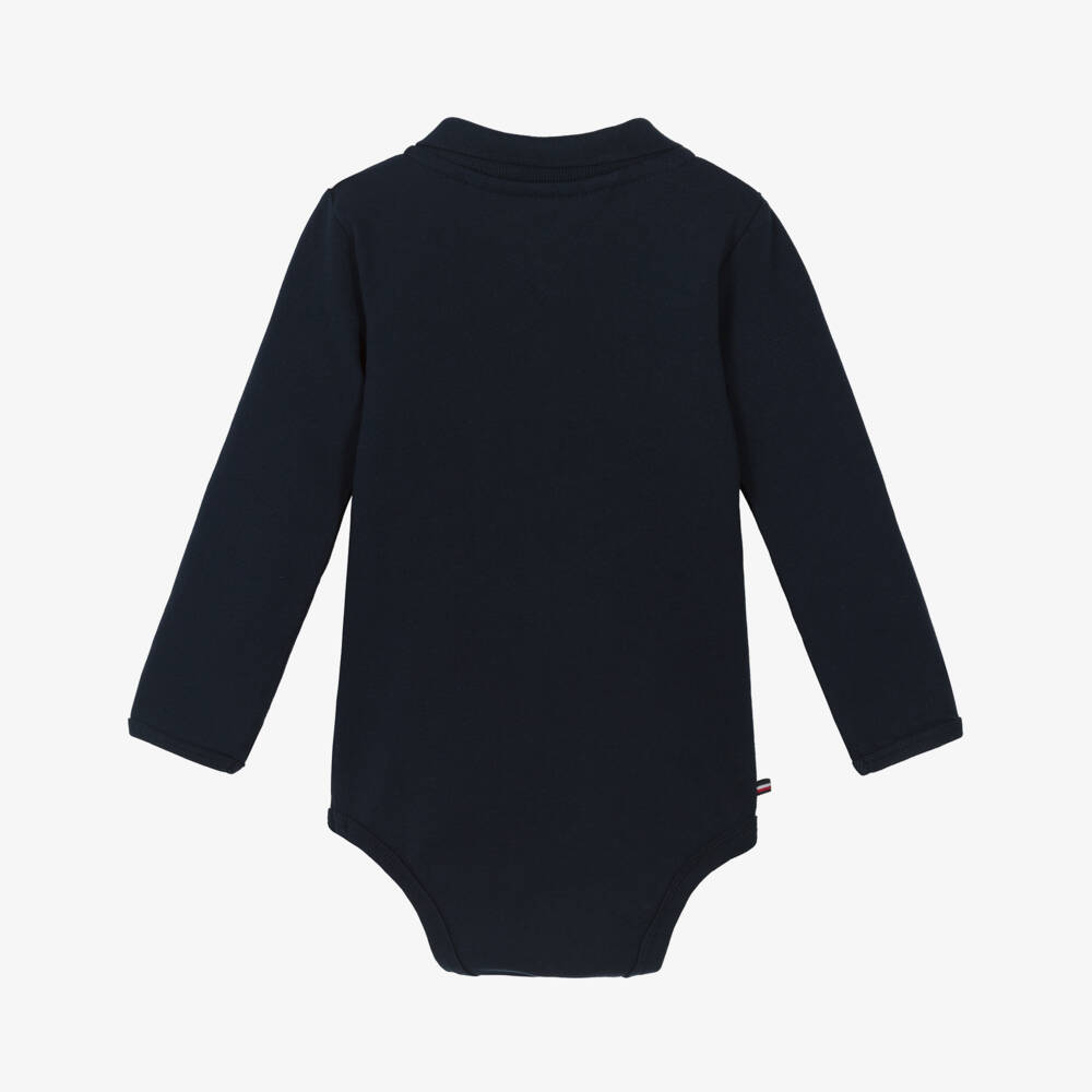 Tommy Hilfiger-Baby Boys Navy Blue Cotton Polo-Style Bodysuit | Childrensalon