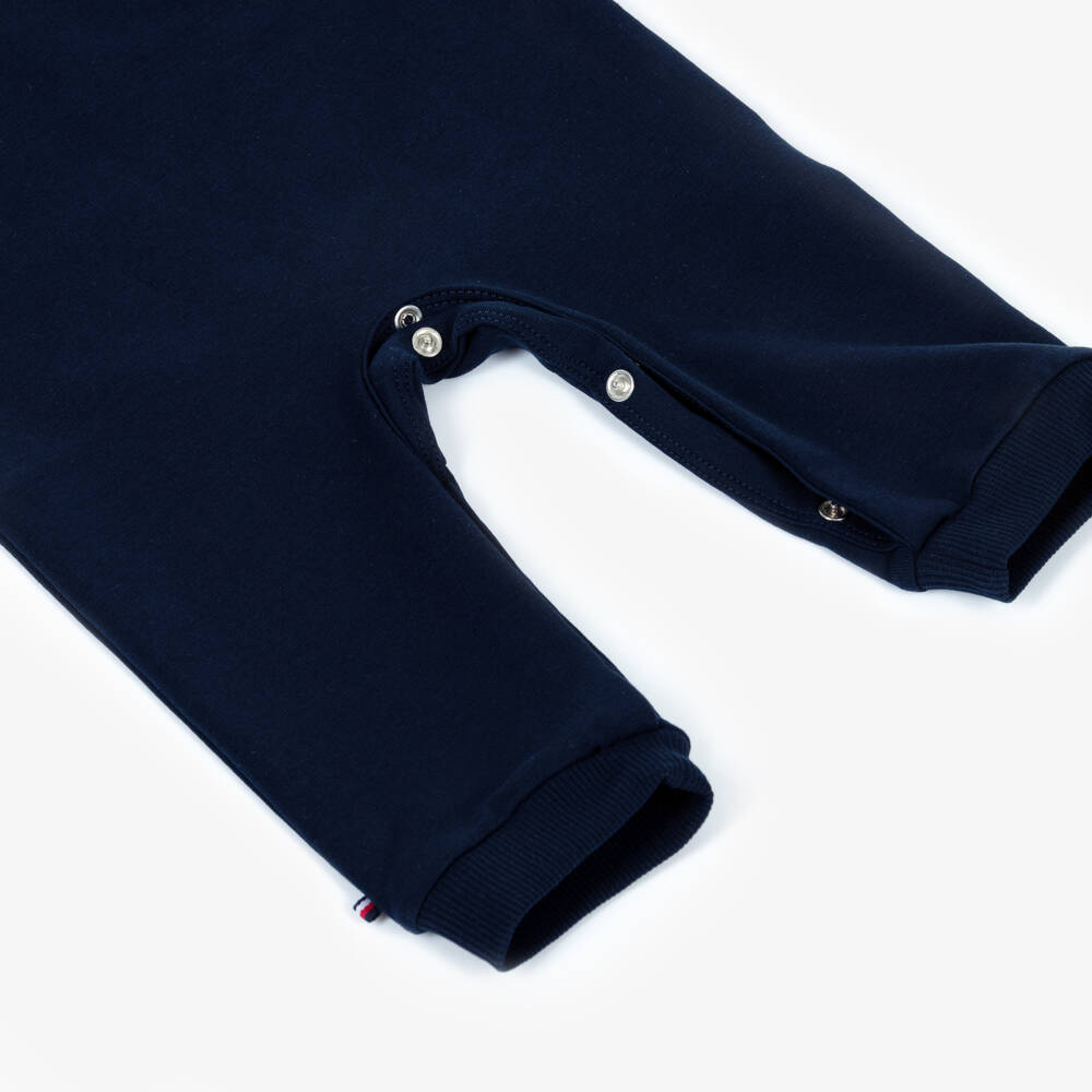 Tommy Hilfiger-Baby Boys Navy Blue Cotton Romper with Embroidered Logo | Childrensalon