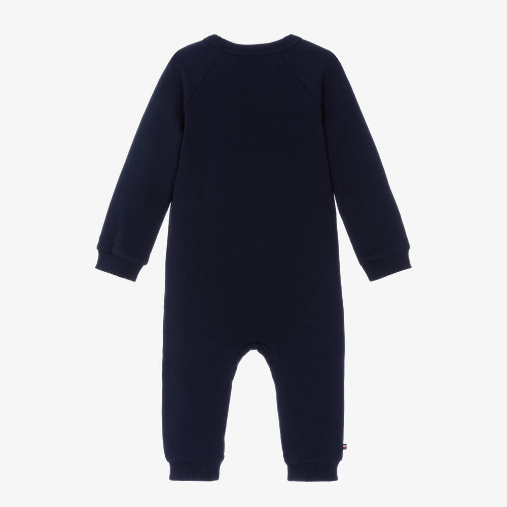 Tommy Hilfiger-Baby Boys Navy Blue Cotton Romper with Embroidered Logo | Childrensalon