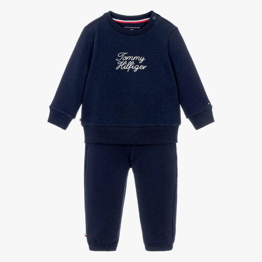 Tommy Hilfiger-Baby Boys Navy Blue Cotton Rope Logo Tracksuit  | Childrensalon
