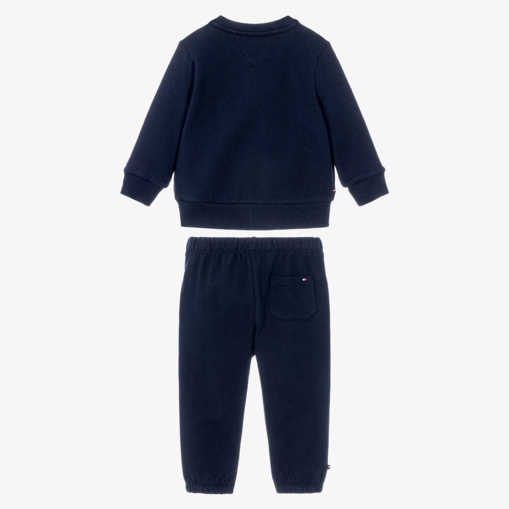 Tommy Hilfiger-Baby Boys Navy Blue Cotton Signature Logo Tracksuit | Childrensalon