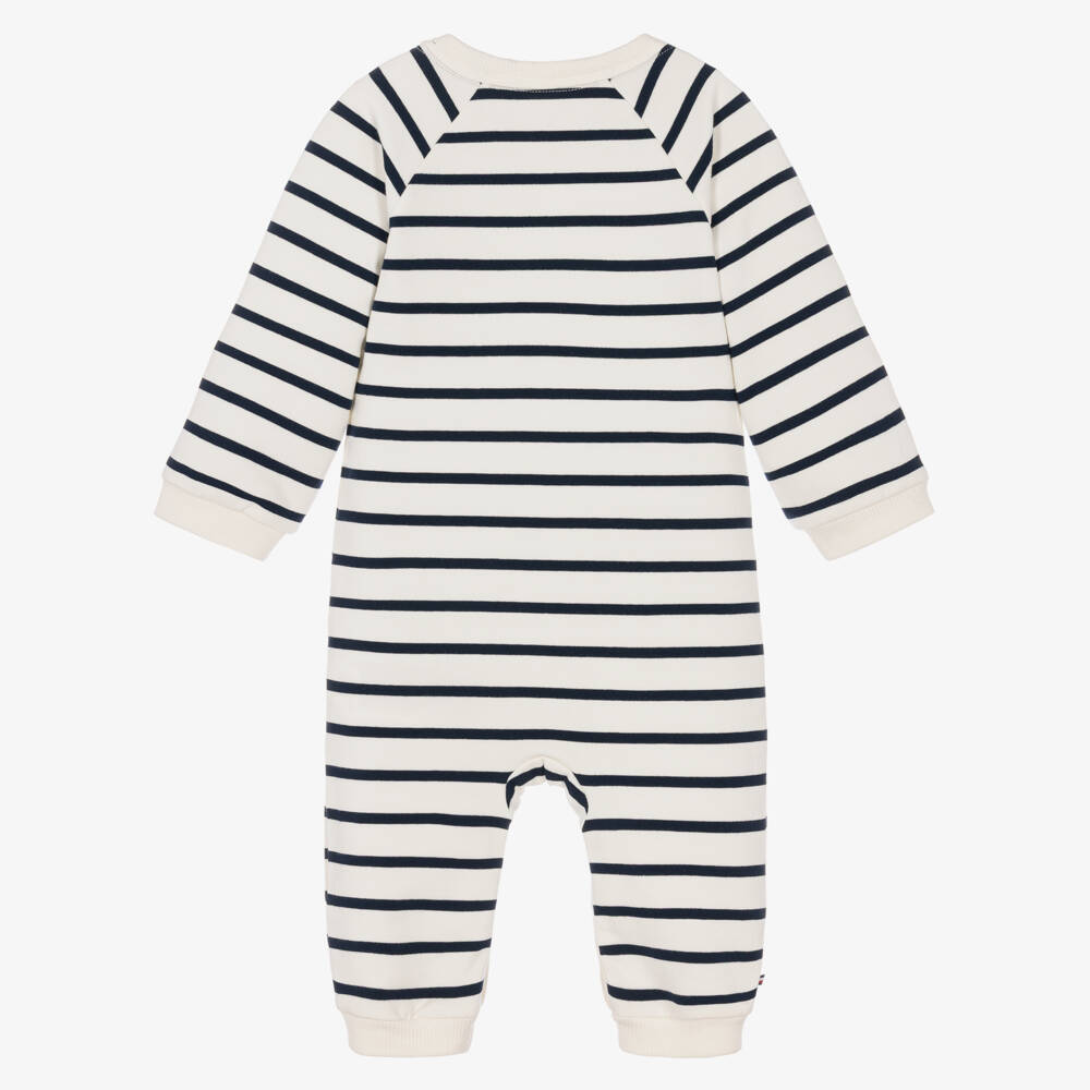 Tommy Hilfiger-Baby Boys Navy Blue Nautical Stripe Cotton Romper | Childrensalon