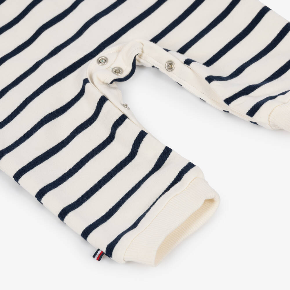 Tommy Hilfiger-Baby Boys Navy Blue Nautical Stripe Cotton Romper | Childrensalon