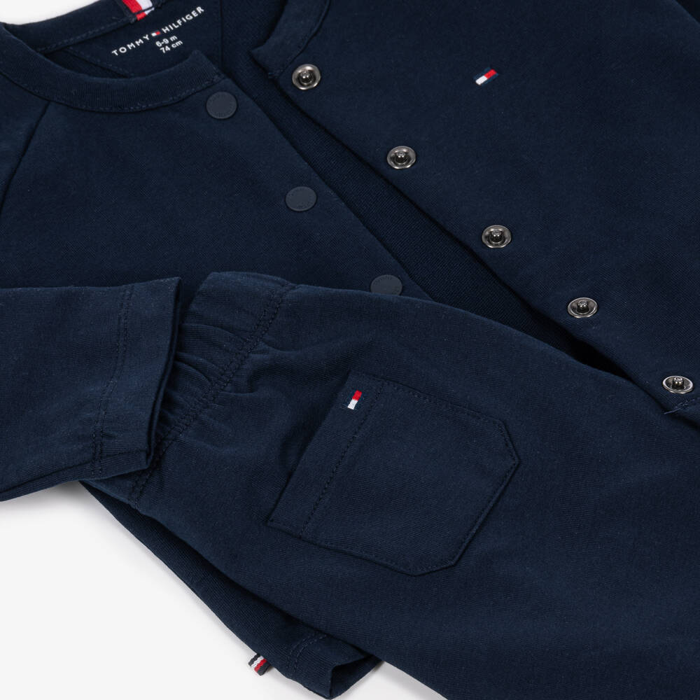Tommy Hilfiger-Baby Boys Navy Blue & White Outfit Set | Childrensalon
