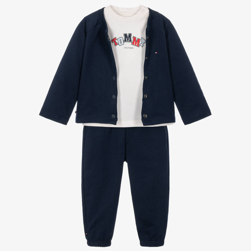 Tommy Hilfiger-Baby Boys Navy Blue & White Outfit Set | Childrensalon