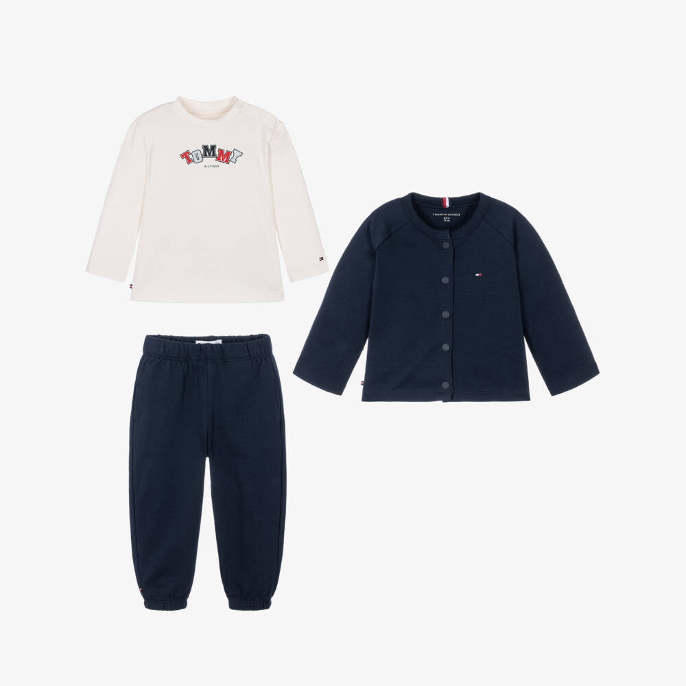 Tommy Hilfiger-Baby Boys Navy Blue & White Outfit Set | Childrensalon