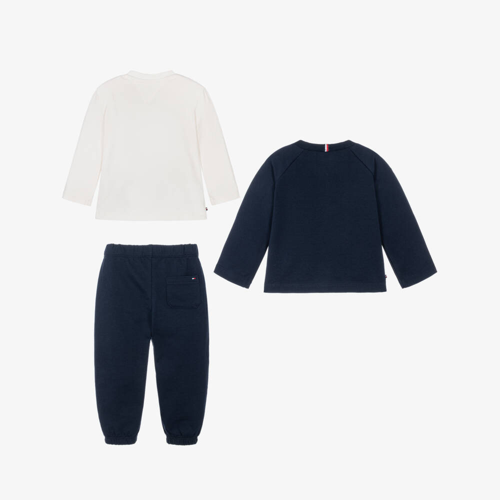 Tommy Hilfiger-Baby Boys Navy Blue & White Outfit Set | Childrensalon
