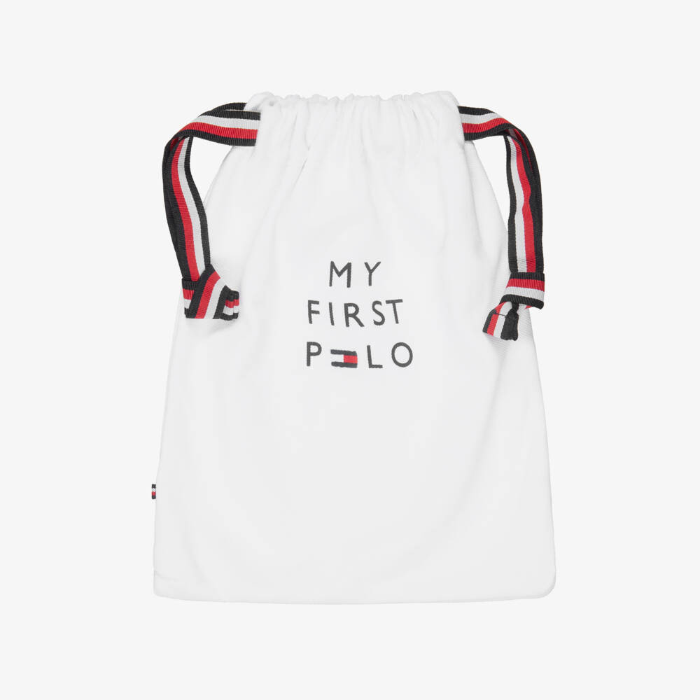 Tommy Hilfiger-Baby Boys White Cotton Polo-Style Bodysuit | Childrensalon