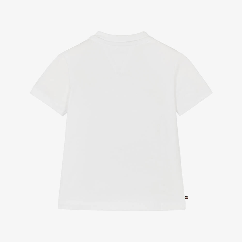 Tommy Hilfiger-Baby Boys White Cotton T-Shirt with Rope Logo | Childrensalon