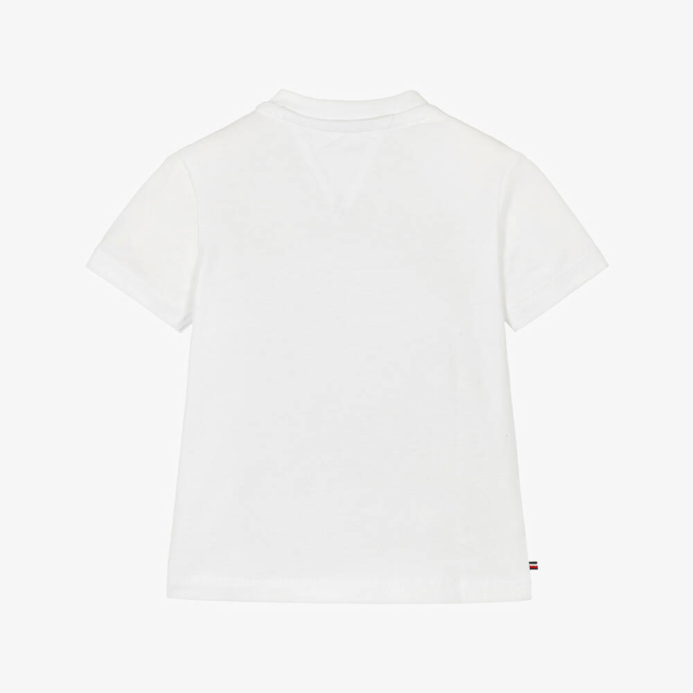 Tommy Hilfiger-Baby Boys White Cotton T-Shirt with Rope Logo | Childrensalon
