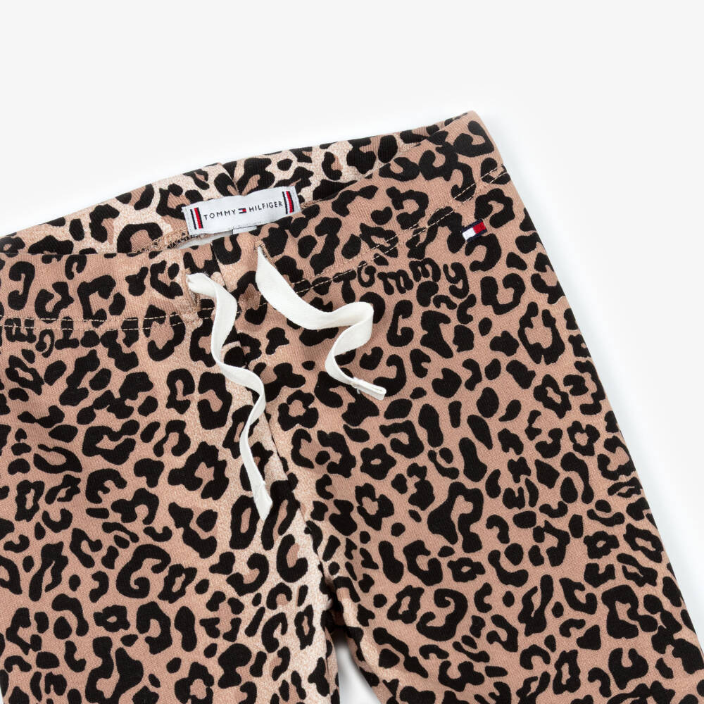 Tommy Hilfiger-Baby Girls Beige Leopard Print Joggers | Childrensalon