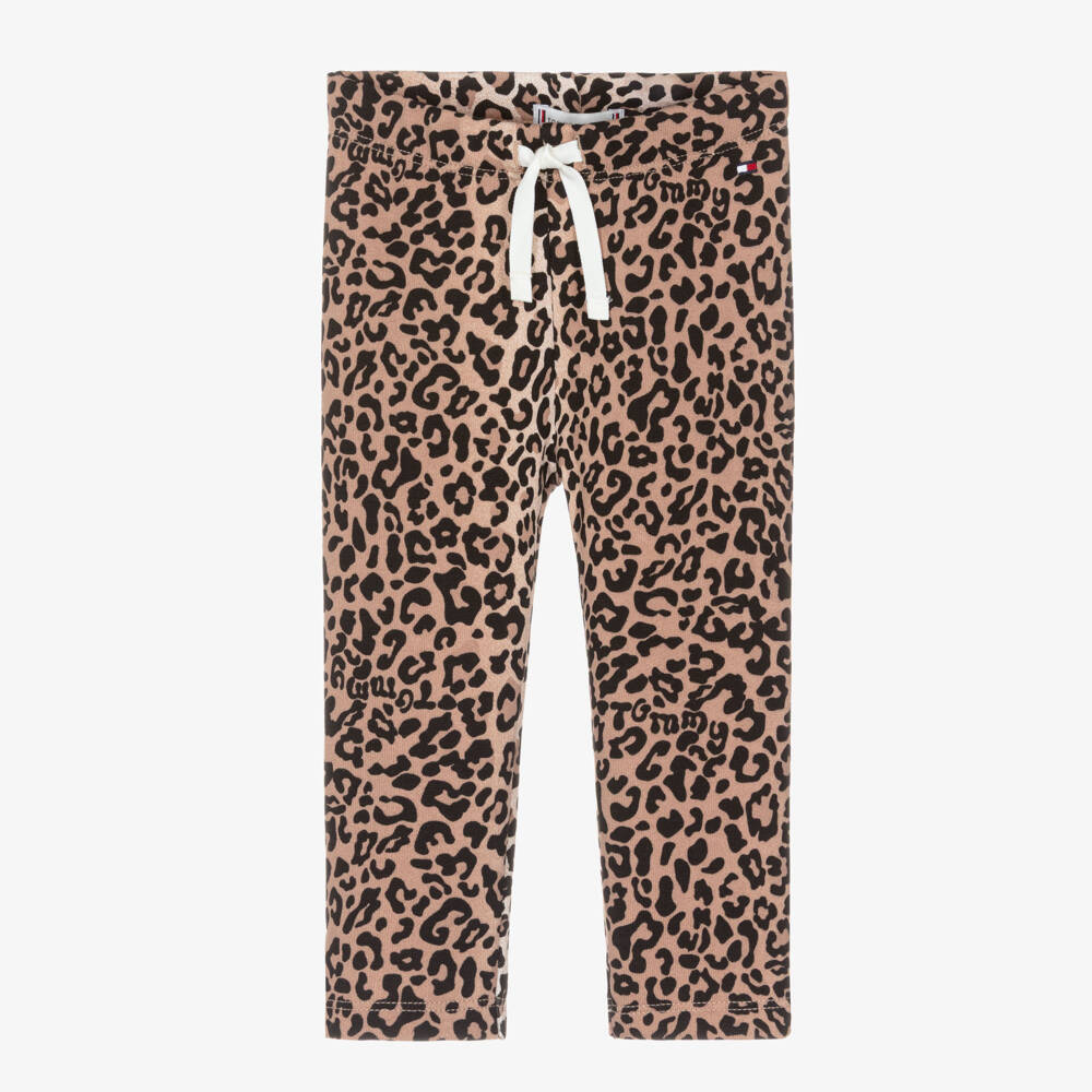 Tommy Hilfiger-Baby Girls Beige Leopard Print Joggers | Childrensalon