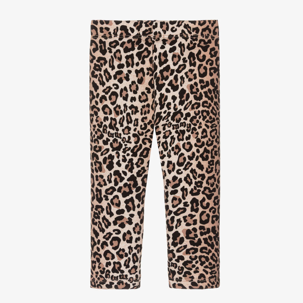 Tommy Hilfiger-Baby Girls Beige Leopard Print Joggers | Childrensalon