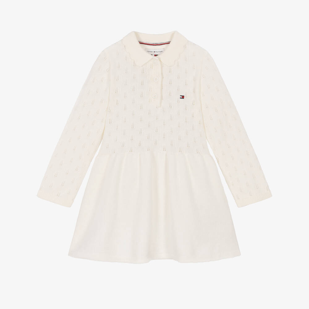 Tommy Hilfiger-Baby Girls Ivory Pointelle Knit Dress | Childrensalon