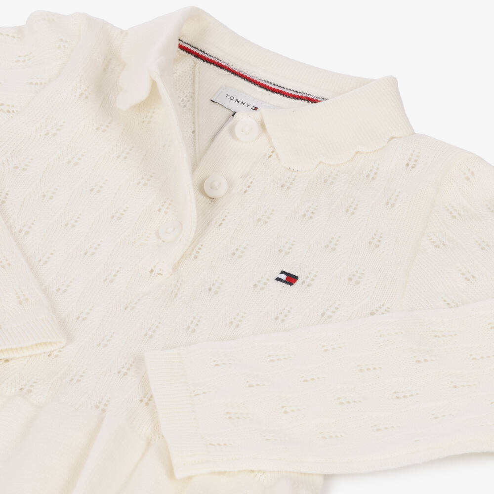 Tommy Hilfiger-Baby Girls Ivory Pointelle Knit Dress | Childrensalon