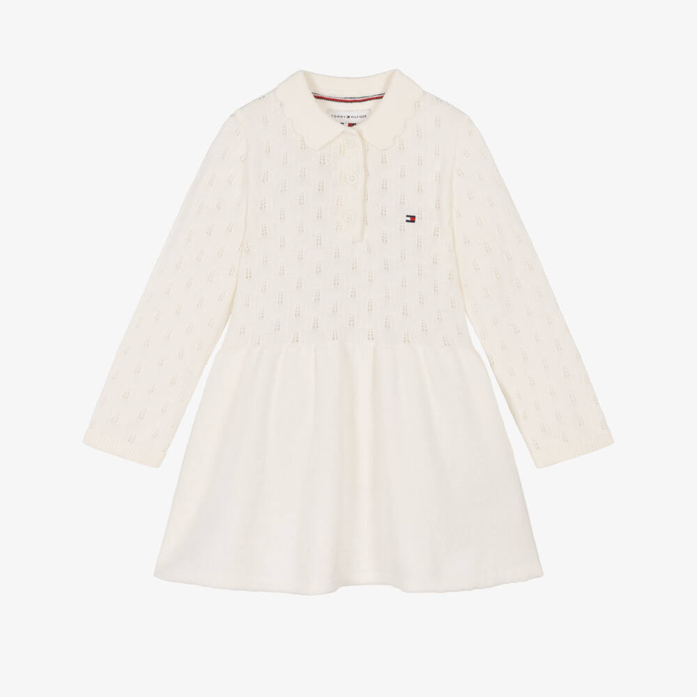 Tommy Hilfiger-Baby Girls Ivory Pointelle Knit Dress | Childrensalon