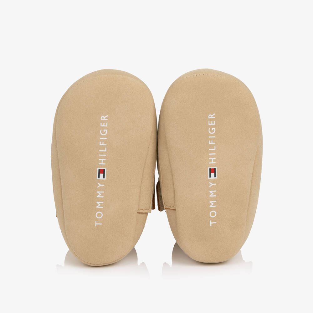 Tommy Hilfiger-Baby Girls Light Beige Velcro Booties | Childrensalon