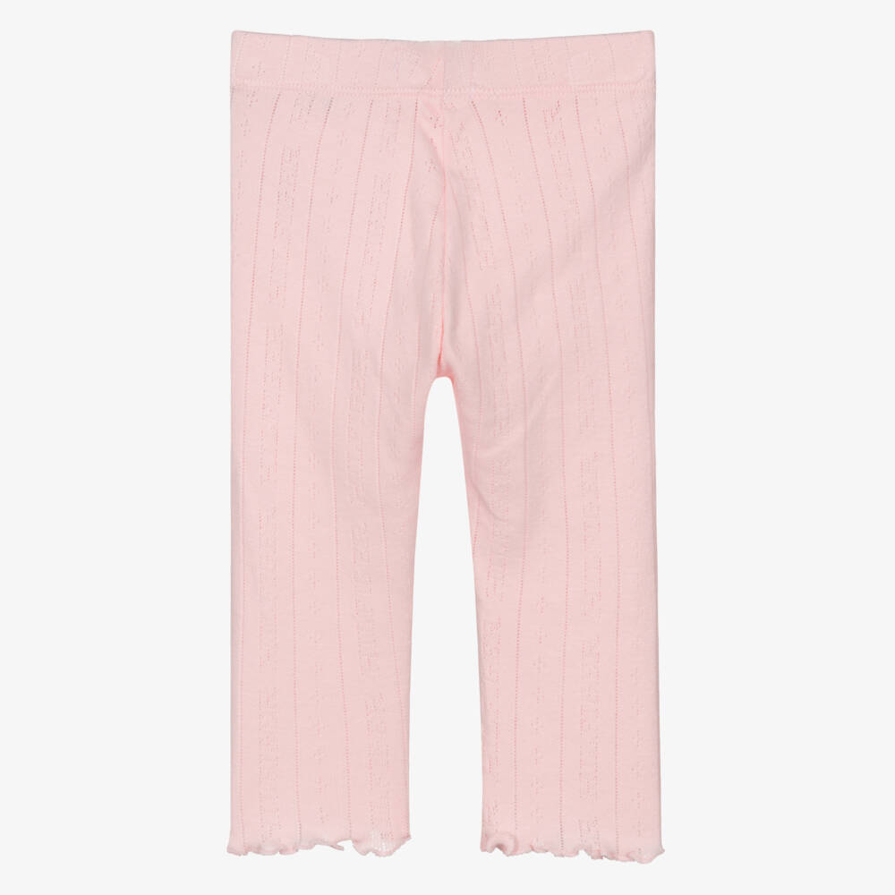 Tommy Hilfiger-Baby Girls Pink Cotton Pointelle Leggings | Childrensalon