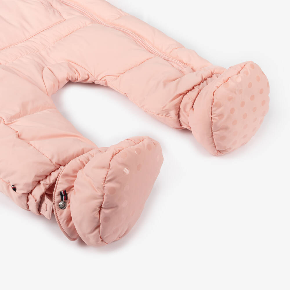 Tommy Hilfiger-Baby Girls Pink Hooded Snowsuit | Childrensalon