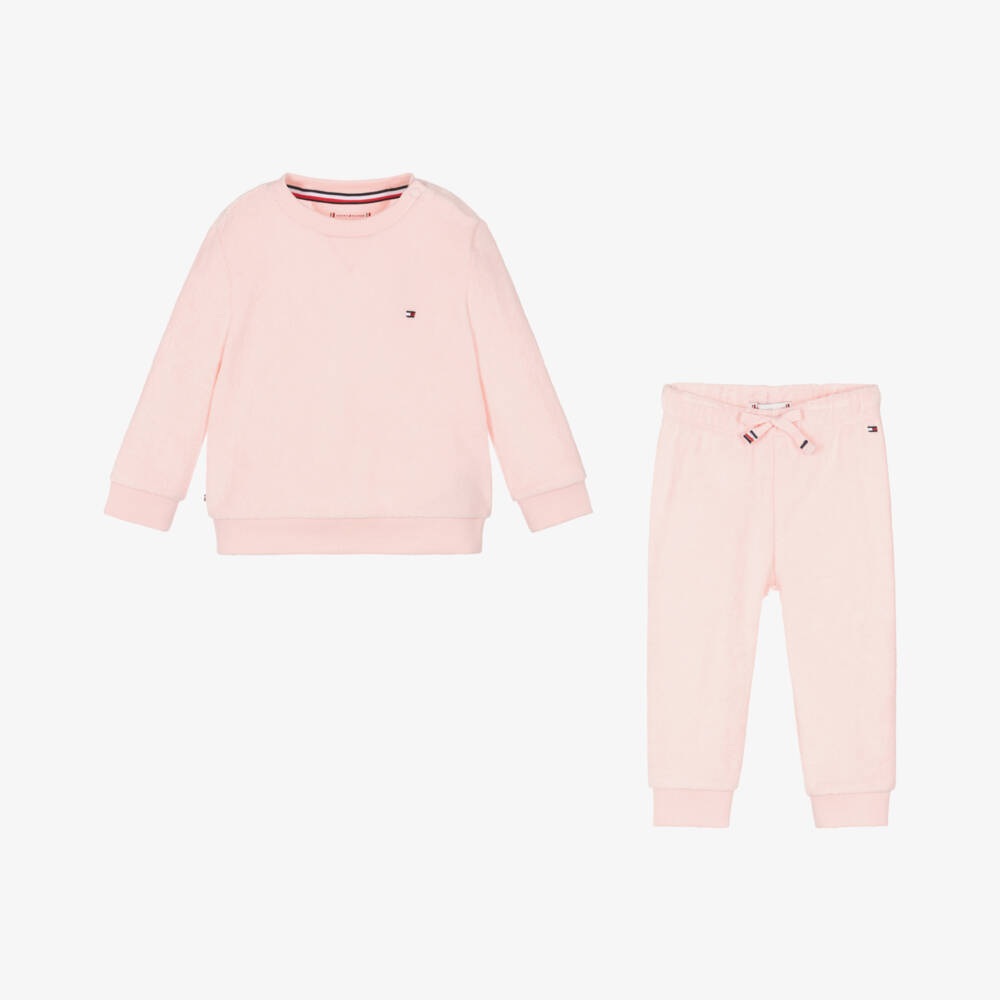 Tommy Hilfiger-Baby Girls Pink Organic Cotton Tracksuit | Childrensalon