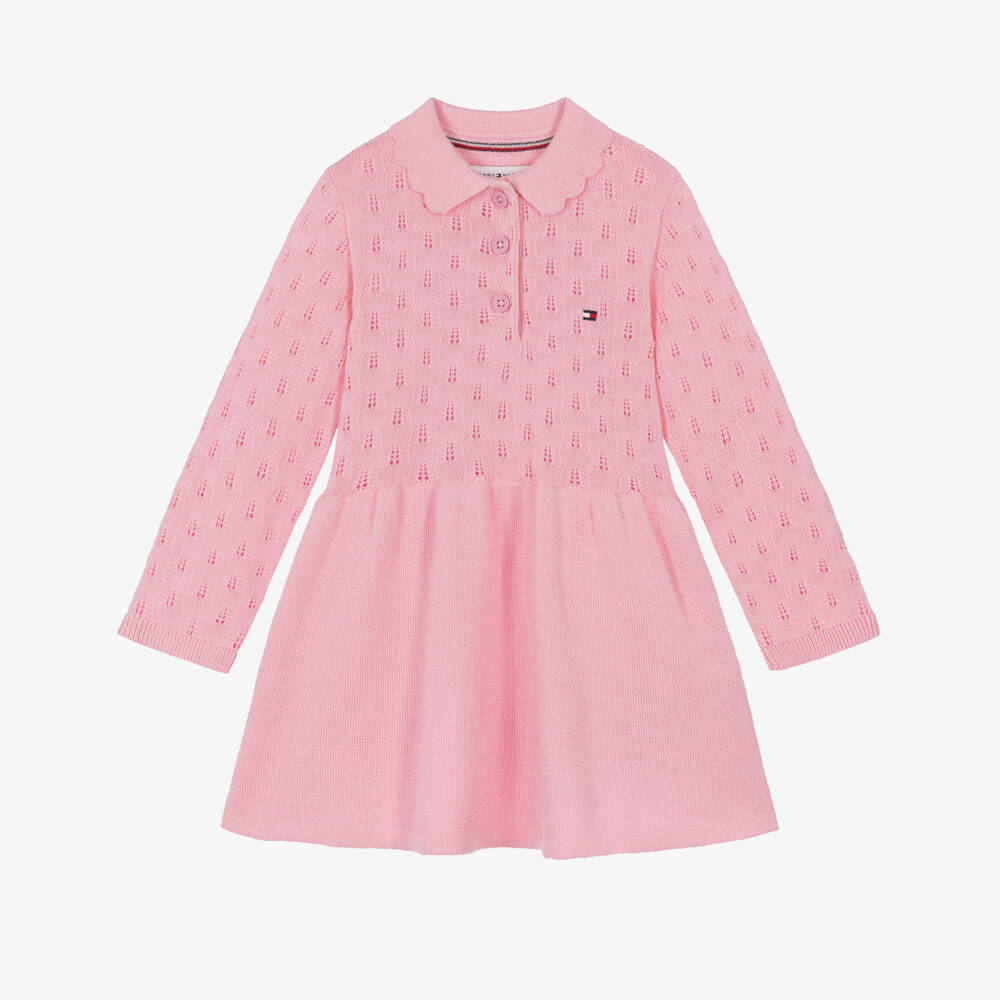 Tommy Hilfiger-Baby Girls Pink Pointelle Knit Dress | Childrensalon