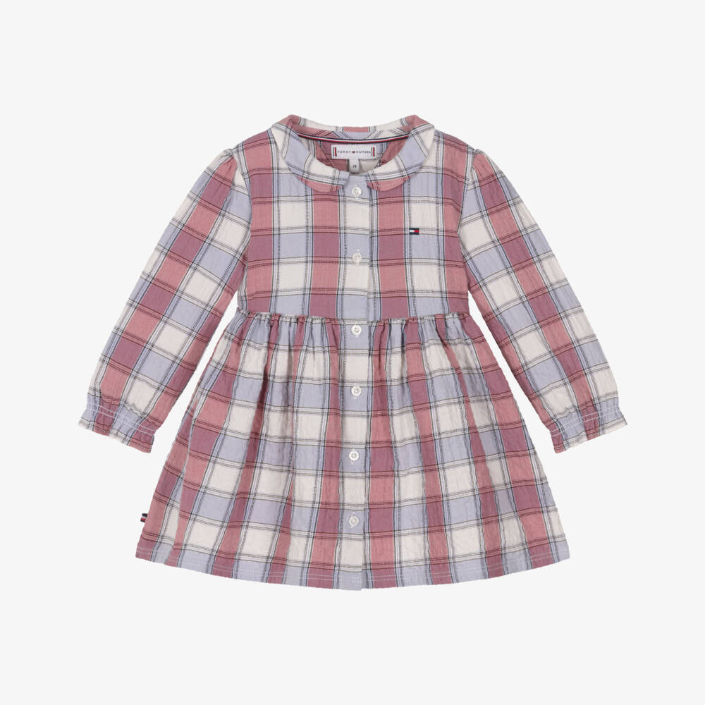 Tommy Hilfiger-Baby Girls Pink & Purple Checked Dress | Childrensalon