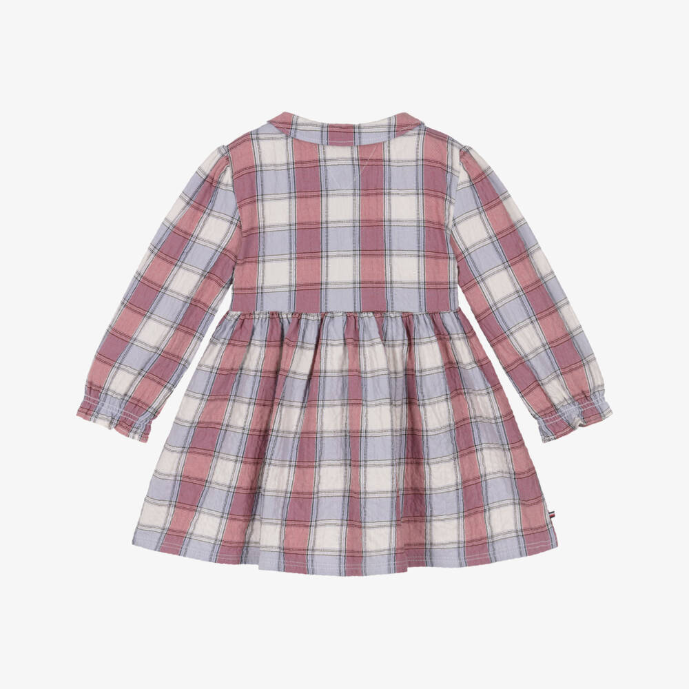 Tommy Hilfiger-Платье розово-фиолетовое в клетку для малышек | Childrensalon