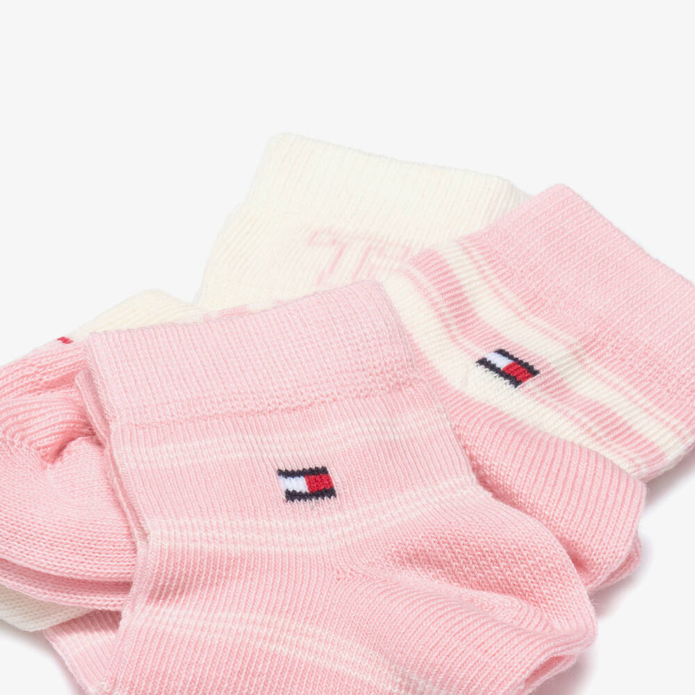 Tommy Hilfiger-Baby Girls Pink Striped Cotton Socks (3 Pack) | Childrensalon