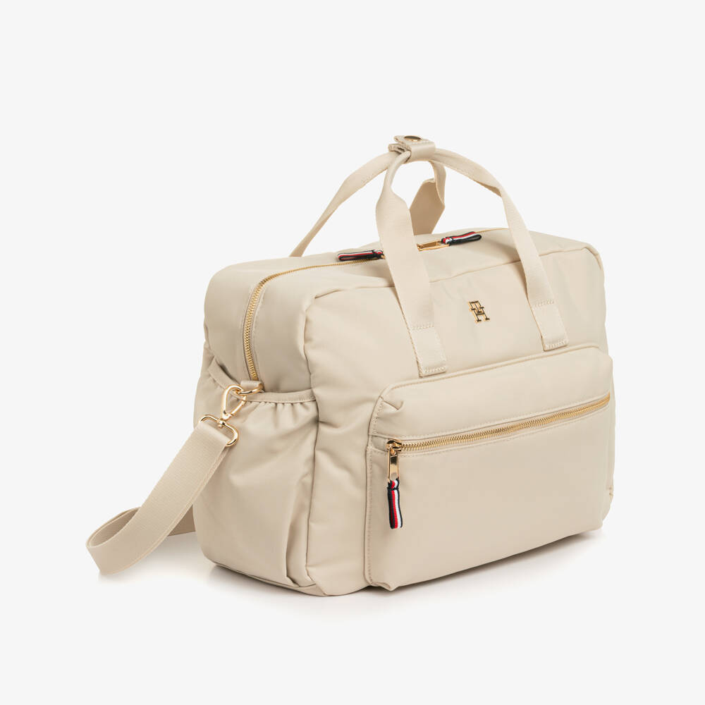 Tommy Hilfiger-Beige Baby Changing Bag with Mat & Bottle Holder (36cm) | Childrensalon
