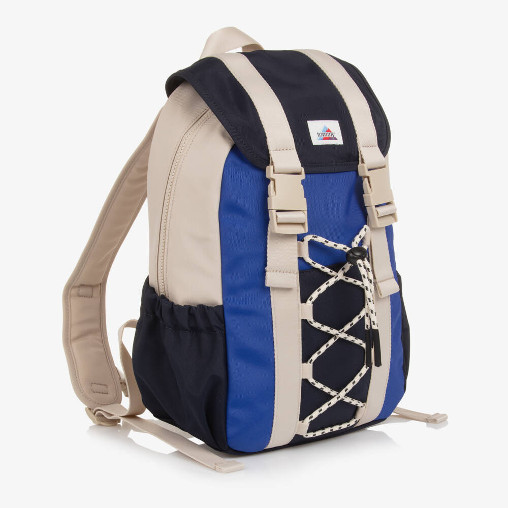 Tommy Hilfiger-Beige & Blue Colourblock Backpack (38cm) | Childrensalon